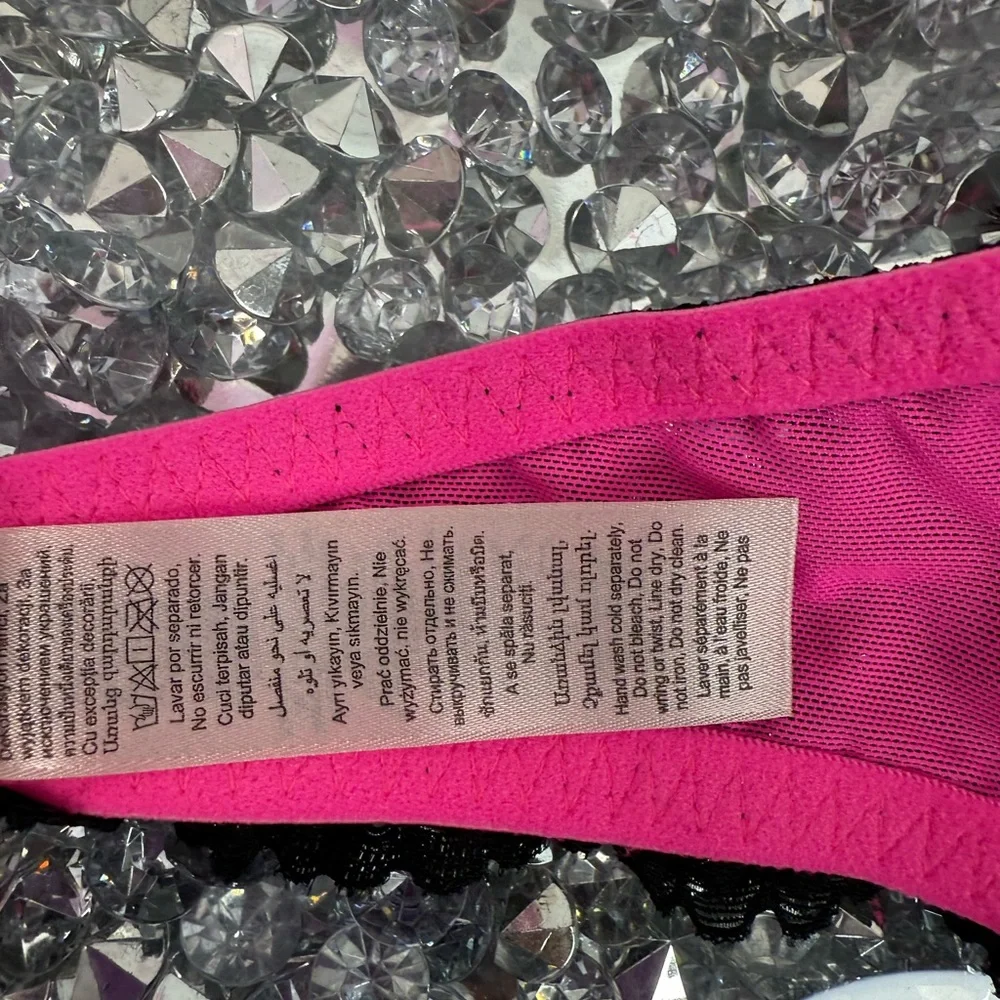 La SENZA bra bralette halter Lacie sexy neon Black and Pink Lace Bralette - Picture 13 of 14